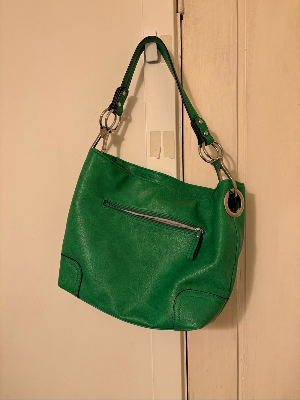 Everyday Green Shoulder Bag with Silver Hardware